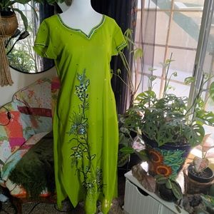 Lime green sheer tunic dress/kurta